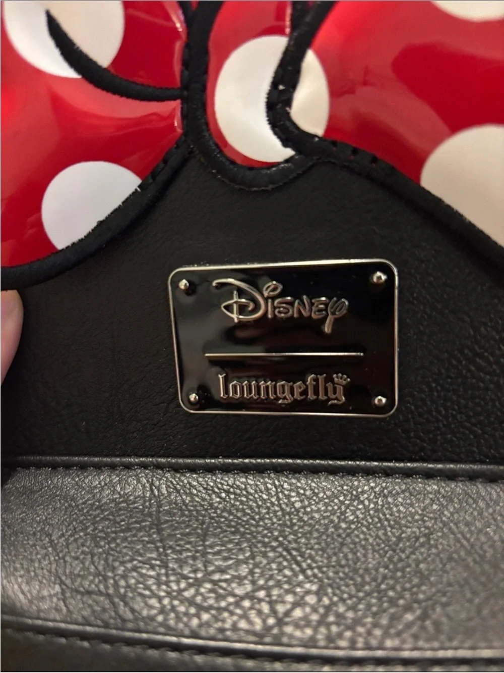 Disney Loungefly Black Mini Backpack with Red Polka Dot Bow